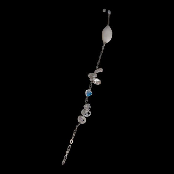 Vintage Aurora Borealis Crystal Pearl  and White Agate Drop Necklace Y-Necklace - Picture 10 of 12